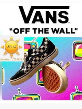 ☀️Vans Old Skool Checkerboard Skateboard Shoes - size 3.0 Youth gender neutral